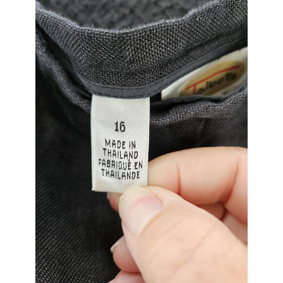 Talbots Womens Pants Black Size 16P 100% Irish Linen Side Zipper Wide Leg - Picture 6 of 12